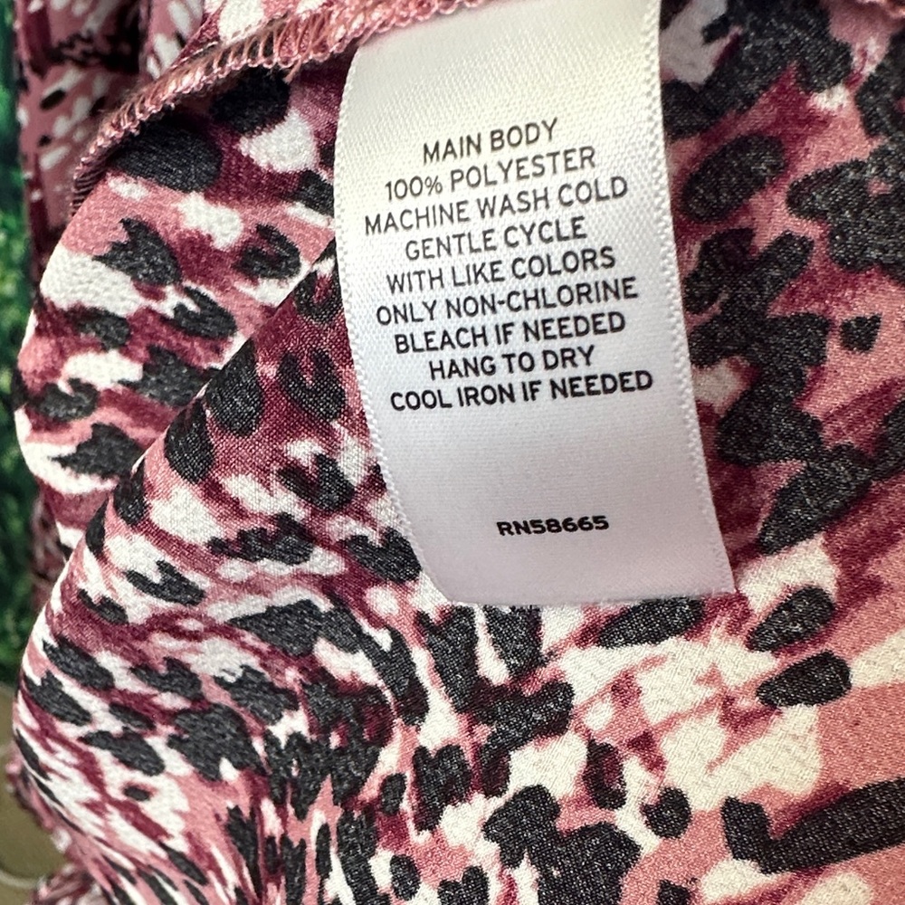 Chelsea28 Pink Animal Printed Puff Sleeve Tiered Satin Minidress Ladies XL - Picture 8 of 8
